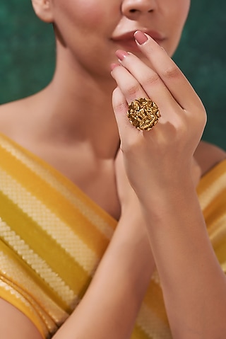 Gold Finish Temple Ring by 20AM
