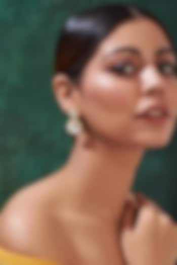 Gold Finish Kundan Polki Dangler Earrings by 20AM at Pernia's Pop Up Shop