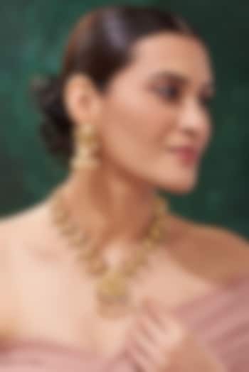 Gold Finish Temple Necklace Set by 20AM at Pernia's Pop Up Shop