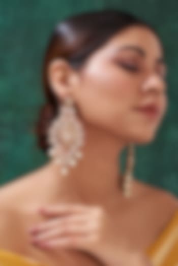 Rose Gold Finish Kundan Polki Dangler Earrings by 20AM at Pernia's Pop Up Shop