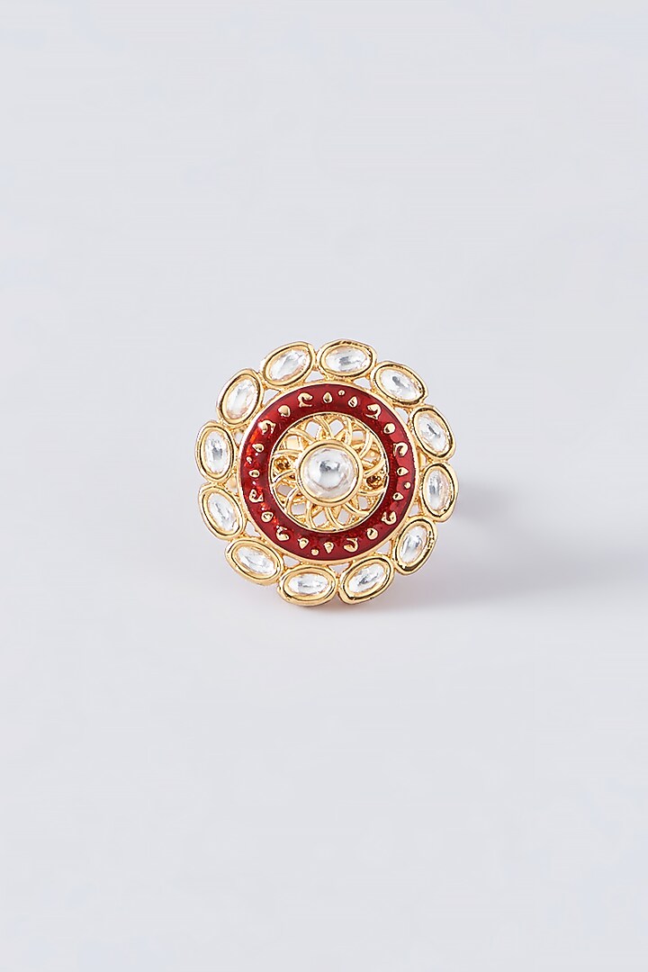 Gold Finish Enameled Ring by 20AM at Pernia's Pop Up Shop