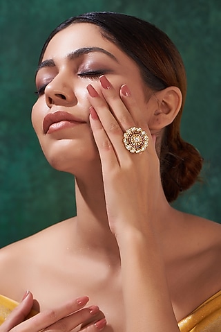 Gold Finish Enameled Ring by 20AM