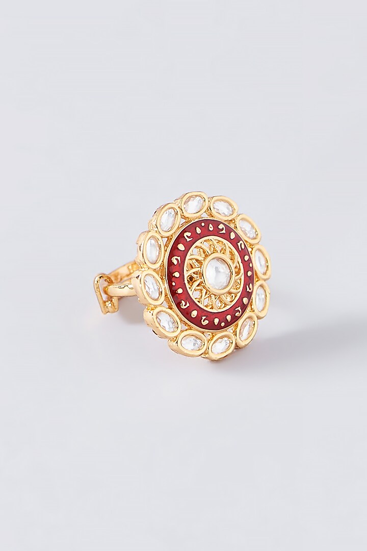 Gold Finish Enameled Ring by 20AM at Pernia's Pop Up Shop