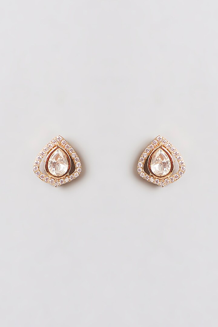 Rose Gold Finish Purple Stone & Kundan Polki Necklace Set by 20AM at Pernia's Pop Up Shop