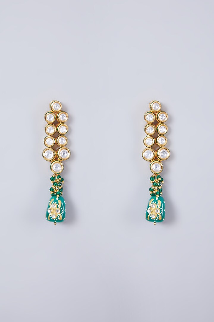 Gold Finish Green Beaded Necklace Set by 20AM at Pernia's Pop Up Shop
