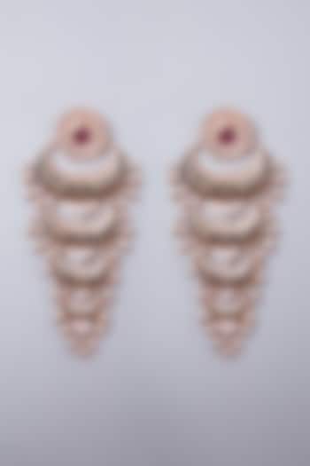Rose Gold Finish Beaded Earrings by 20AM