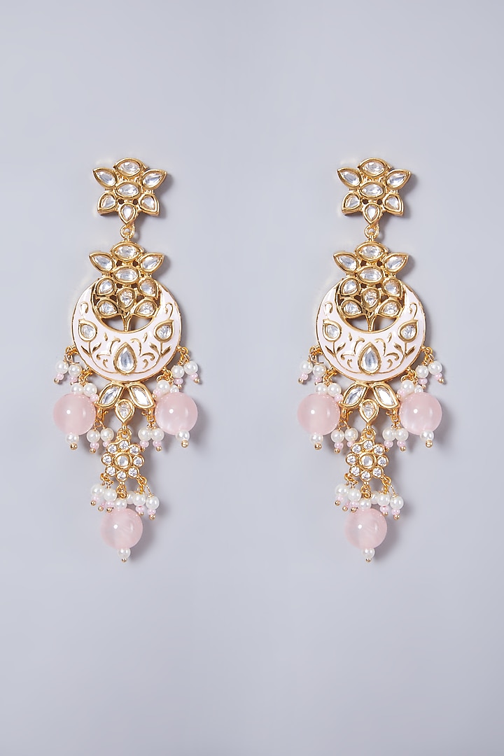 Gold Finish Pink Stone Necklace Set by 20AM at Pernia's Pop Up Shop
