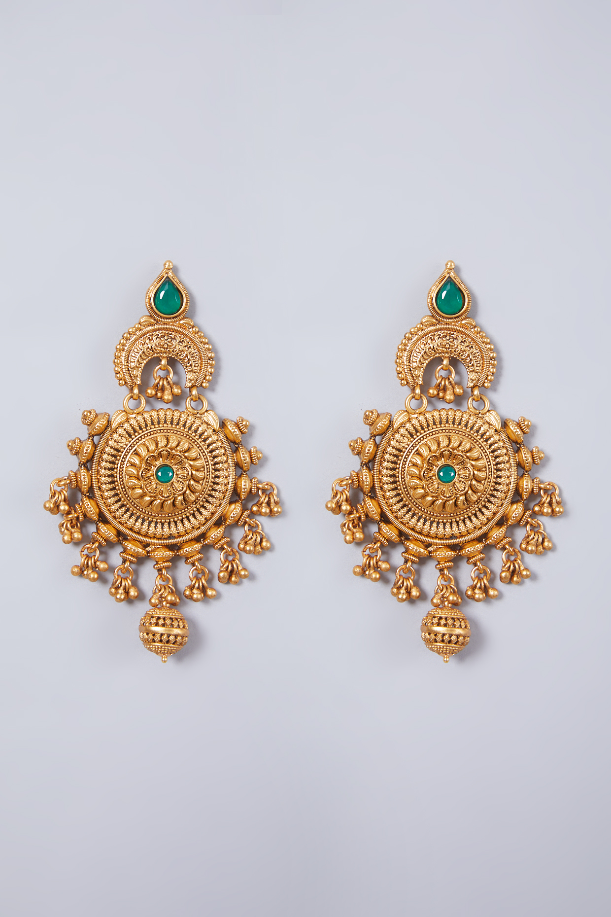 Gold Finish Carved Earrings by 20AM