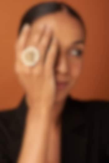 Gold Finish Shell Pearls Ring by 20AM at Pernia's Pop Up Shop