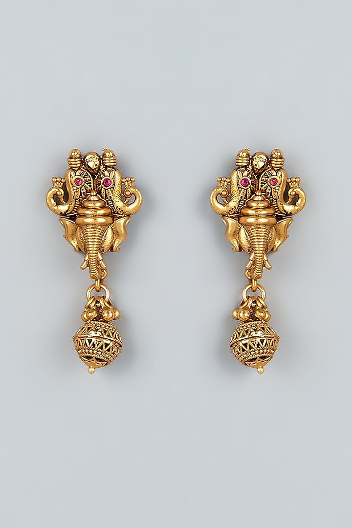 Gold Finish Beaded Ganesha Necklace Set by 20AM at Pernia's Pop Up Shop