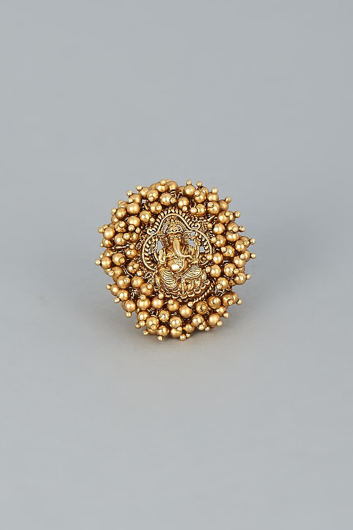 Gold Finish Ganesha Ring by 20AM at Pernia's Pop Up Shop