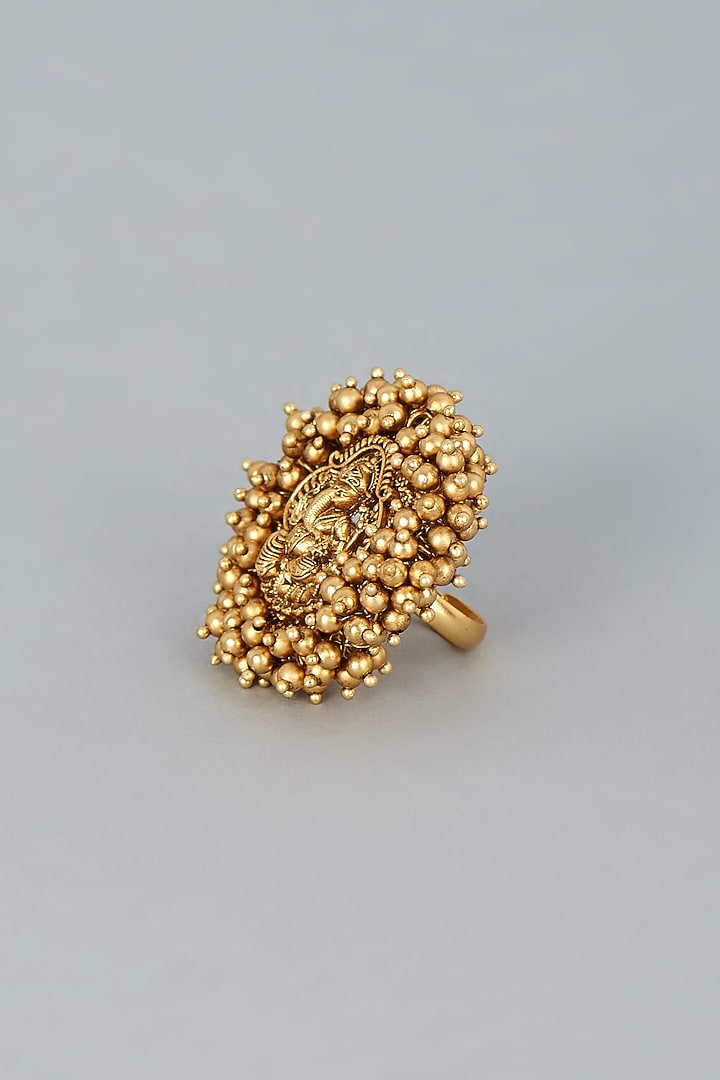 Gold Finish Ganesha Ring by 20AM at Pernia's Pop Up Shop