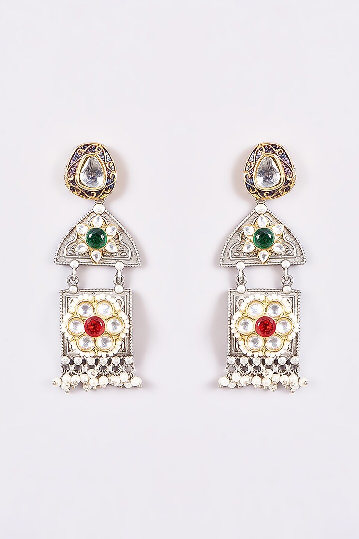 Two-Tone Finish Kundan Polki & Multi-Colored Stone Long Necklace Set by 20AM at Pernia's Pop Up Shop