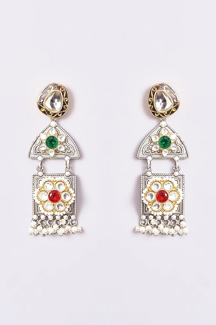 Two-Tone Finish Kundan Polki & Multi-Colored Stone Long Necklace Set by 20AM at Pernia's Pop Up Shop