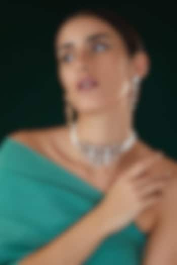 White Finish Kundan Polki & Zircon Choker Necklace Set by 20AM at Pernia's Pop Up Shop