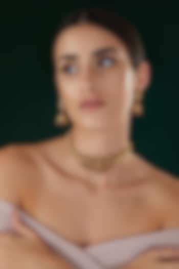 Gold Finish Pink Stone Choker Necklace Set by 20AM at Pernia's Pop Up Shop