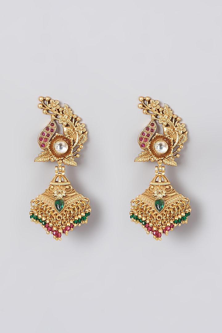 Gold Finish Beaded Earrings by 20AM at Pernia's Pop Up Shop