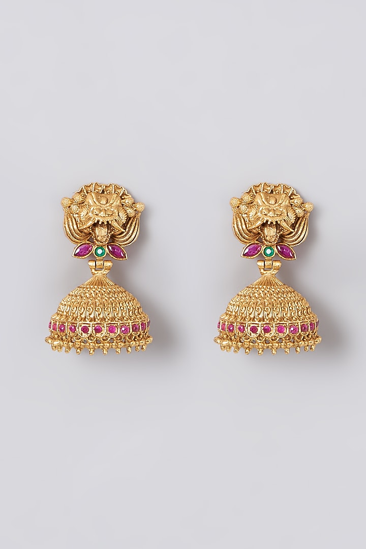 Gold Finish Earrings With Metal Balls by 20AM at Pernia's Pop Up Shop