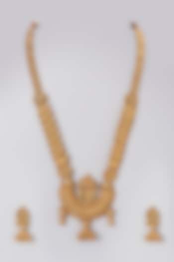 Gold Finish Long Necklace Set by 20AM