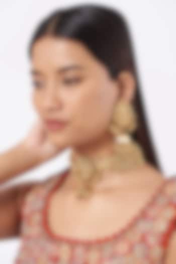 Gold Finish Choker Necklace Set With Metal Balls by 20AM at Pernia's Pop Up Shop