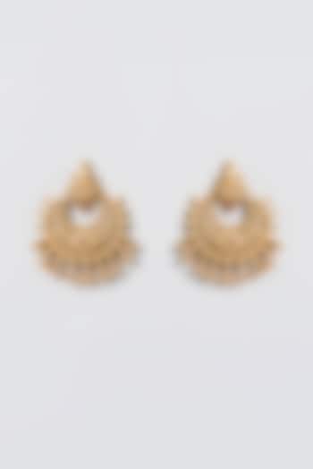 Gold Finish Laxmi Motif Chandbali Earrings by 20AM at Pernia's Pop Up Shop