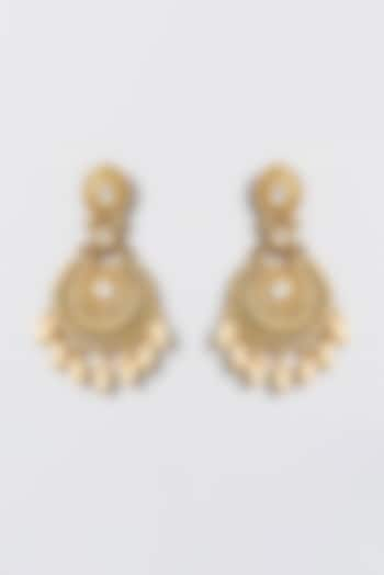 Gold Finish Kundan Polki Dangler Earrings by 20AM at Pernia's Pop Up Shop