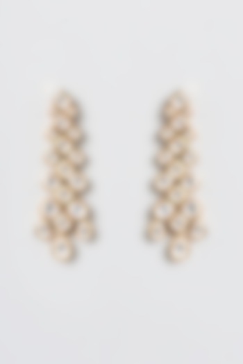 Gold Finish Kundan Polki Dangler Earrings by 20AM