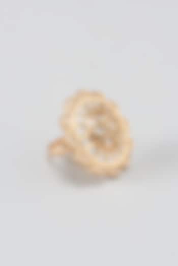 Gold Finish Kundan Polki Ring by 20AM at Pernia's Pop Up Shop