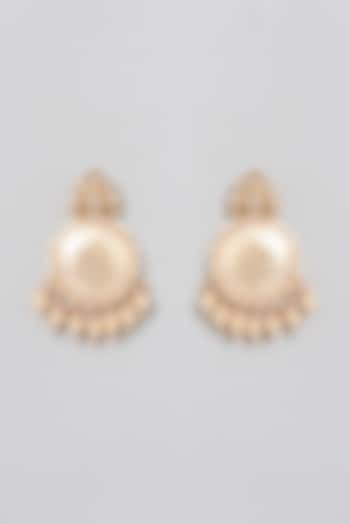 Gold Finish Pearls Enameled Dangler Earrings by 20AM