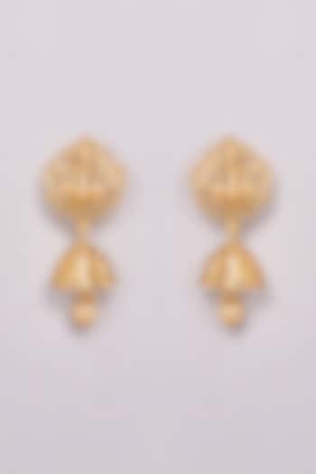 Gold Finish Motif Temple Jhumka Earrings by 20AM at Pernia's Pop Up Shop
