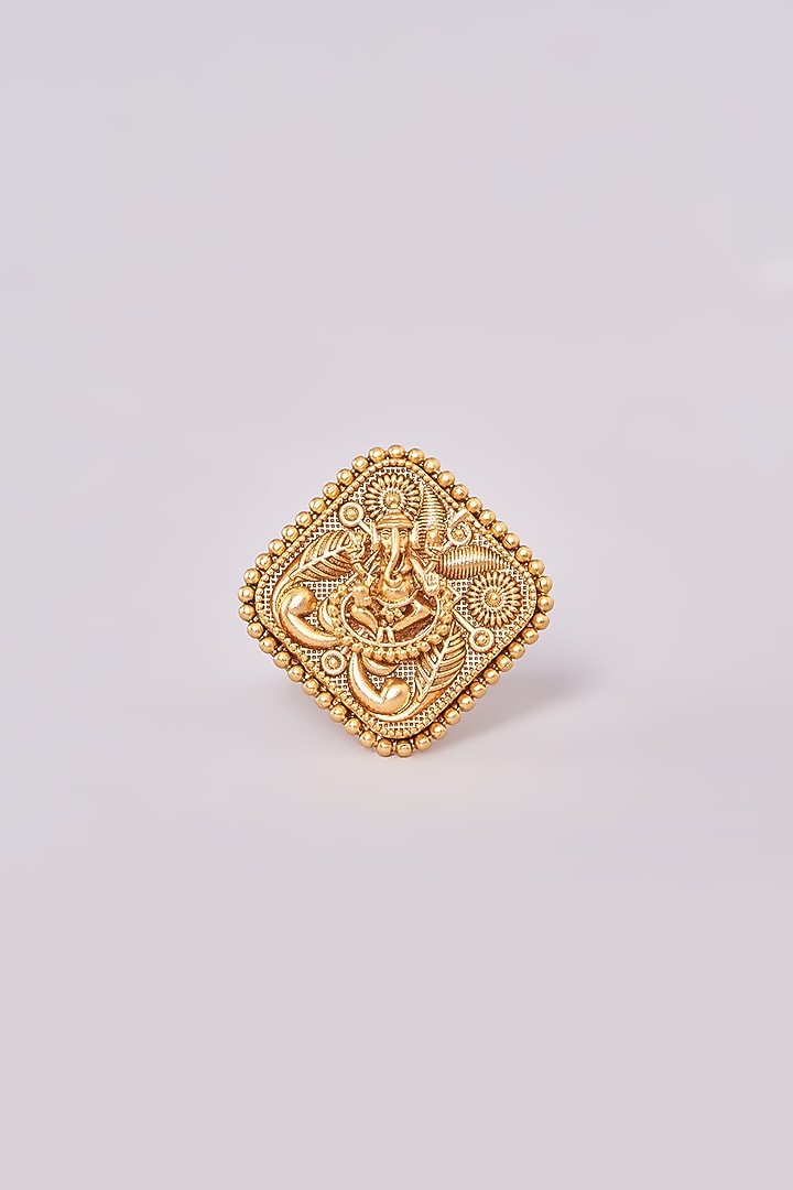 Gold Finish Motif Temple Rings by 20AM at Pernia's Pop Up Shop