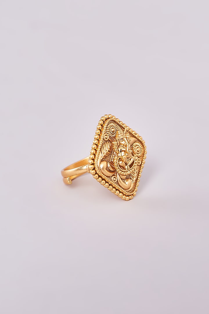 Gold Finish Motif Temple Rings by 20AM at Pernia's Pop Up Shop