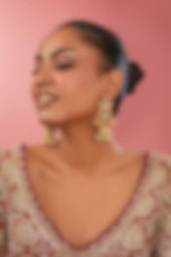 Gold Finish Kundan Polki Dangler Earrings by 20AM at Pernia's Pop Up Shop