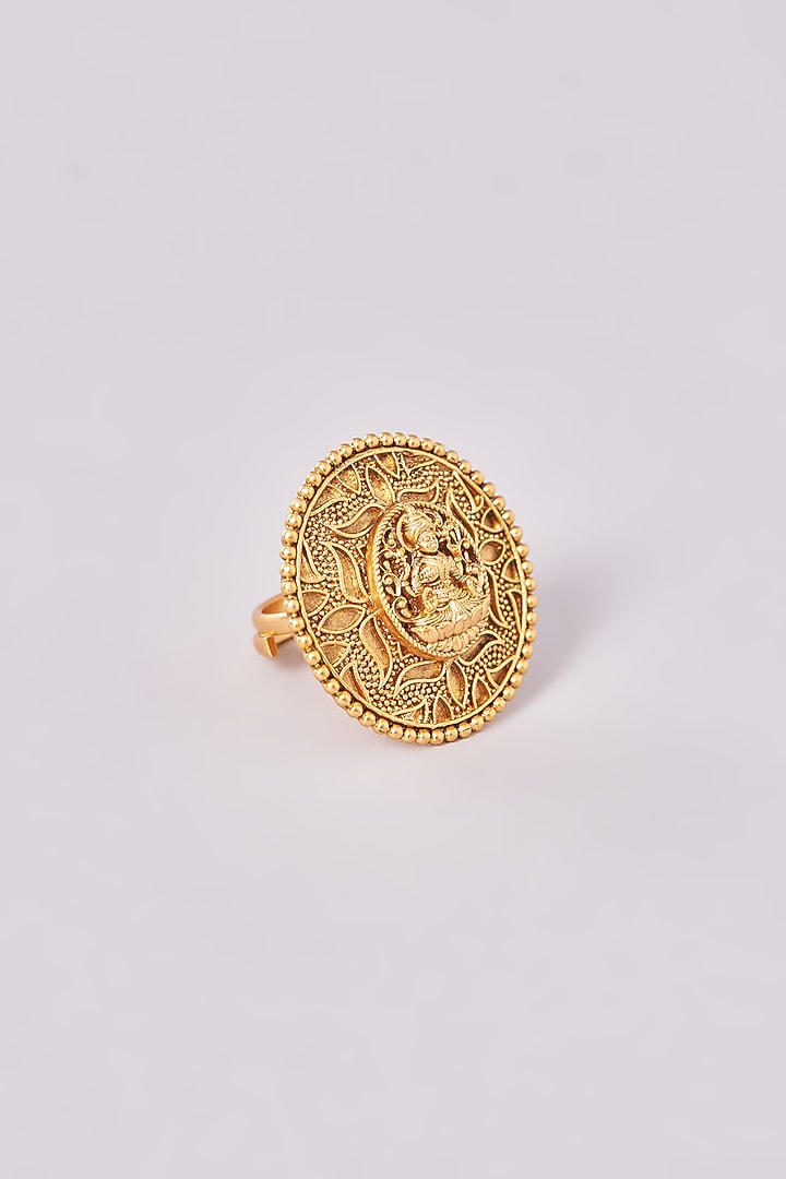 Gold Finish Motif Temple Ring by 20AM at Pernia's Pop Up Shop