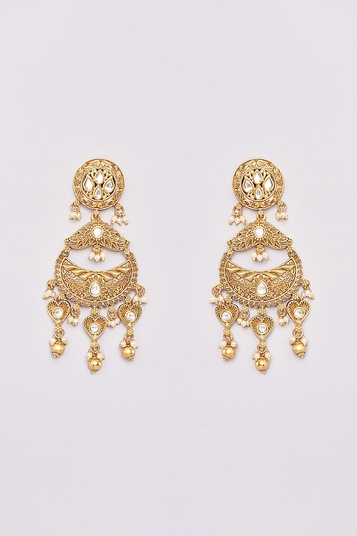 Gold Finish Kundan Polki Choker Necklace Set by 20AM at Pernia's Pop Up Shop