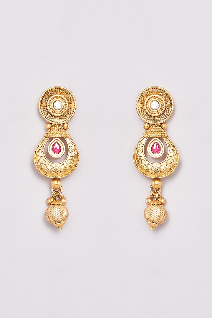 Gold Finish Kundan Polki & Red Stone Choker Necklace Set by 20AM at Pernia's Pop Up Shop