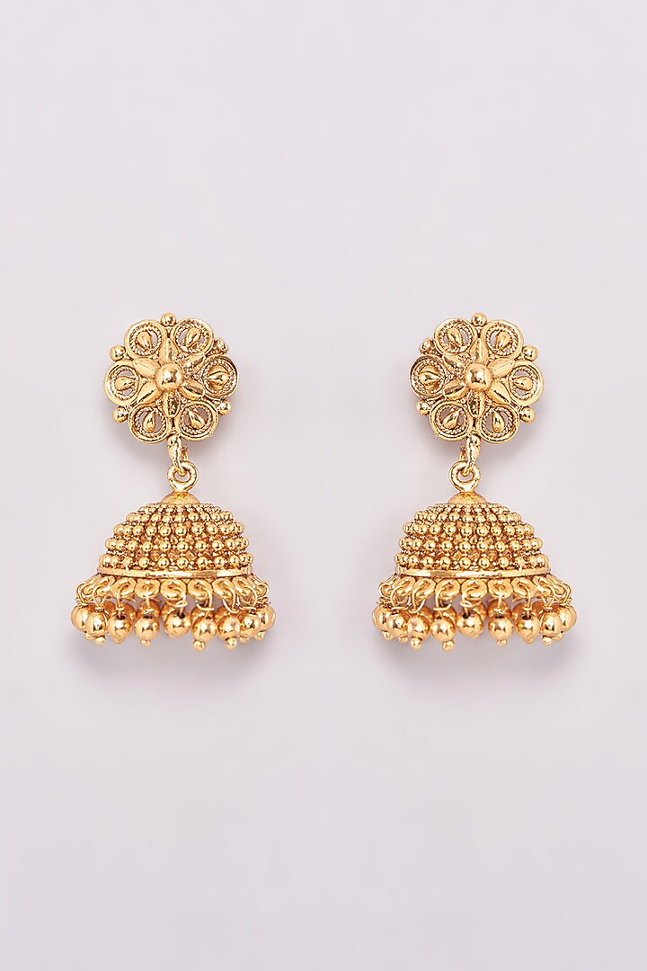 Gold Finish Metal Ball Temple Choker Necklace Set by 20AM at Pernia's Pop Up Shop