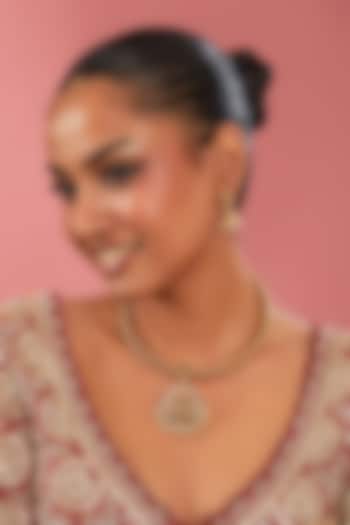 Two-Tone Finish Temple Pendant Necklace Set by 20AM at Pernia's Pop Up Shop