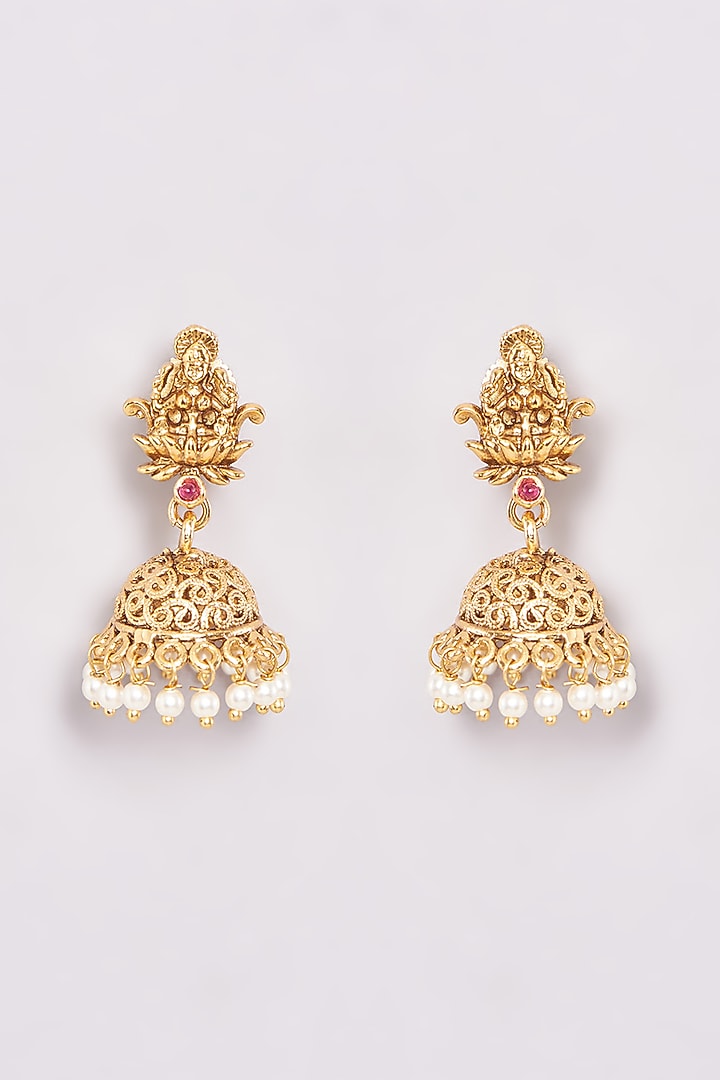 Two-Tone Finish Temple Pendant Necklace Set by 20AM at Pernia's Pop Up Shop