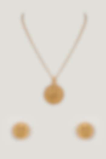 Gold Finish Goddess Laxmi Motif Temple Necklace Set by 20AM at Pernia's Pop Up Shop