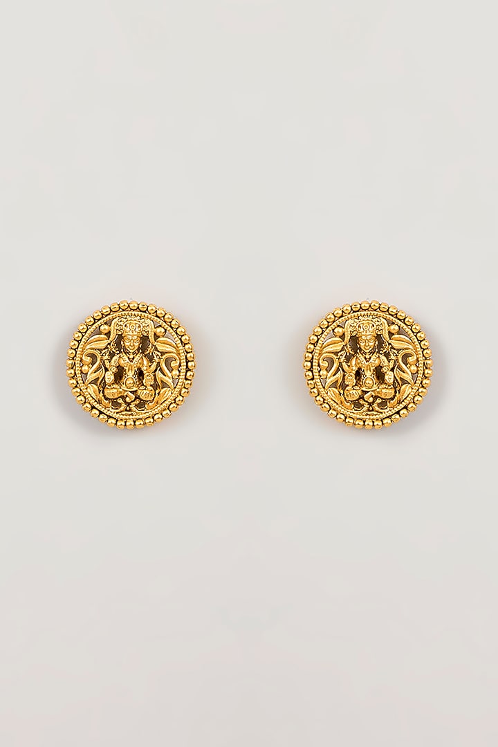 Gold Finish Goddess Laxmi Motif Temple Necklace Set by 20AM at Pernia's Pop Up Shop