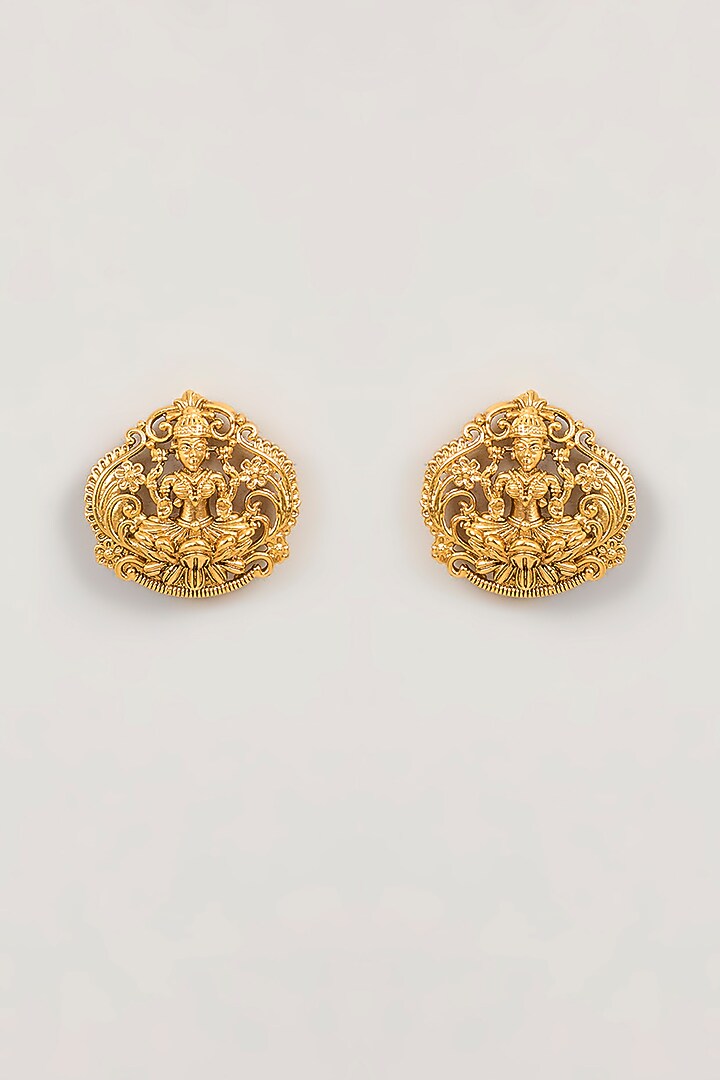 Gold Finish Goddess Laxmi Motif Temple Necklace Set by 20AM at Pernia's Pop Up Shop