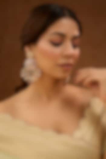 Gold Finish Kundan Polki & Red Stone Dangler Earrings by 20AM at Pernia's Pop Up Shop