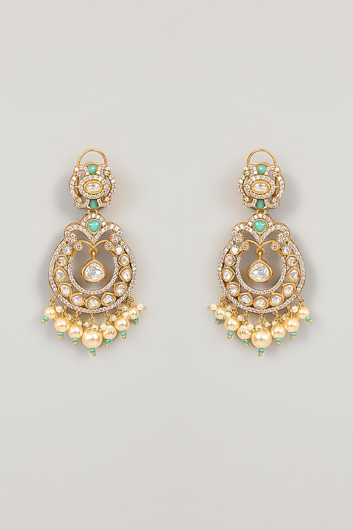 Gold Finish Kundan & Pearl Necklace Set by 20AM at Pernia's Pop Up Shop