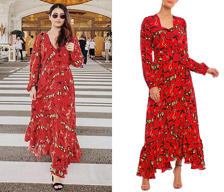 Scarlet Red Printed Wrap Summer Dress With Bustier by Masaba at Pernia's Pop Up Shop
