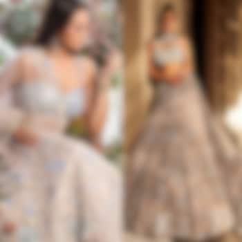 Nude & Coffee Embroidered Bridal Lehenga Set by Seema Gujral at Pernia's Pop Up Shop