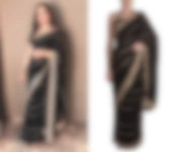 Black Embroidered Saree Set by Pleats by Kaksha & Dimple