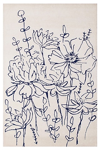 Ivory Hand-Tufted Rug With A Carnation Of Flowers by The blue knot