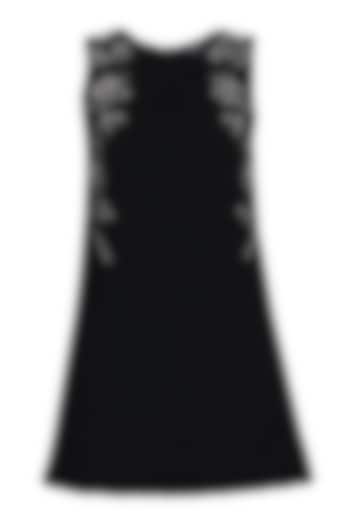 Black Moss Embroidered Dress For Girls by Pooja Wang at Pernia's Pop Up Shop