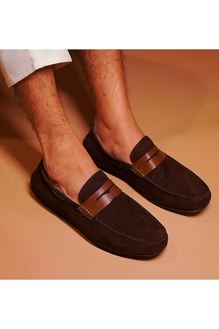 Brown Suede Handmade Loafers by Dmodot